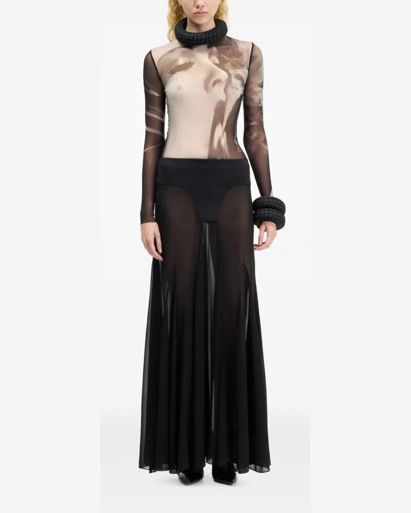 Jean Paul Gaultier Smoking Women Graphic Print Top — Black Black
