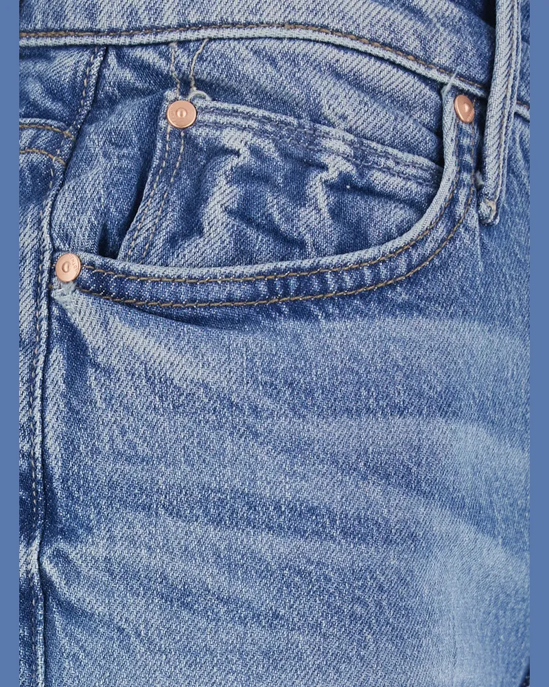 Mother Women's Jeans The Kick It Ankle Light Blue Cotton Blue