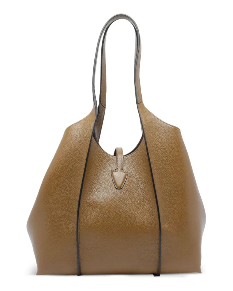 TOD'S Women's Tote Bag T Timeless Brown Calfskin Shoulder Brown