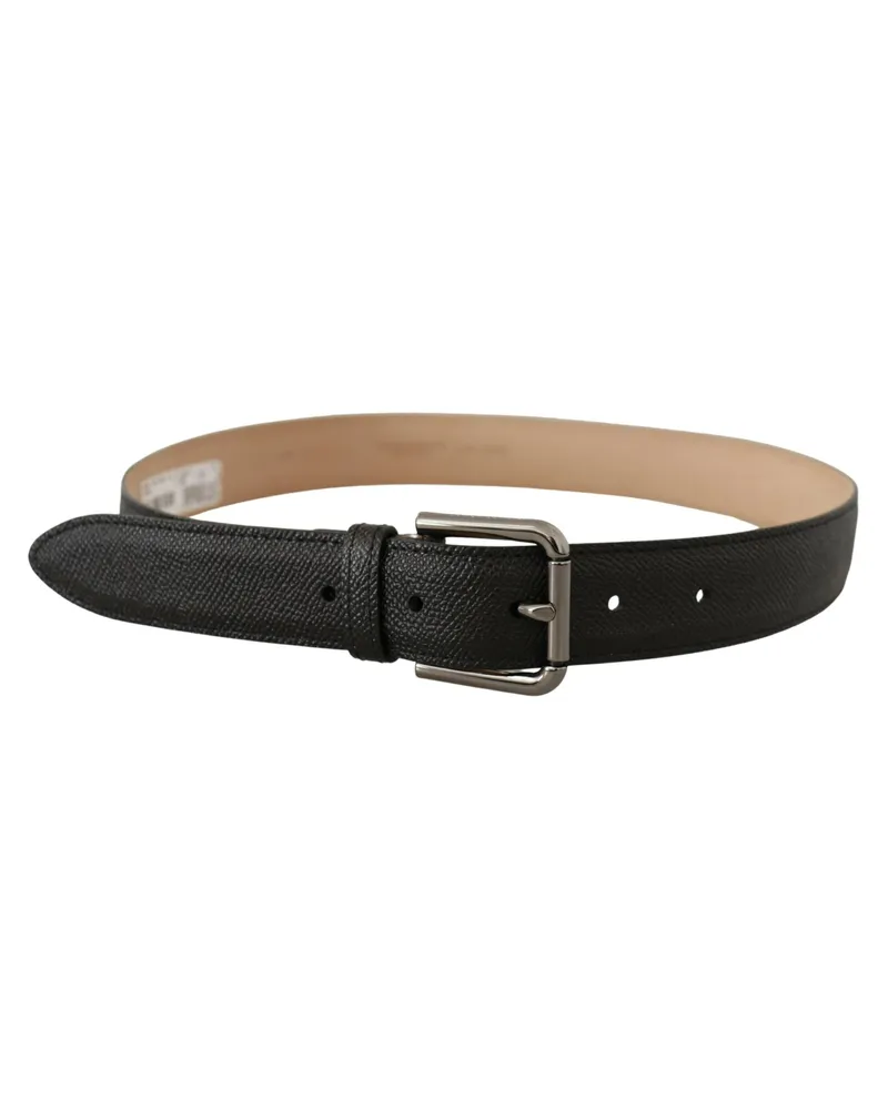 Dolce & Gabbana Men's Black Calf Leather Brown Backend Belt Black