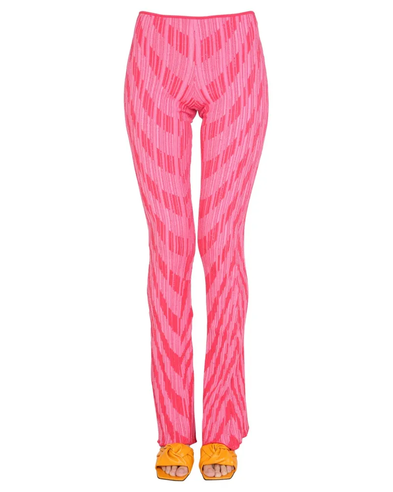 Philosophy Di Lorenzo Serafini Striped Viscose Trousers — Pink Pink