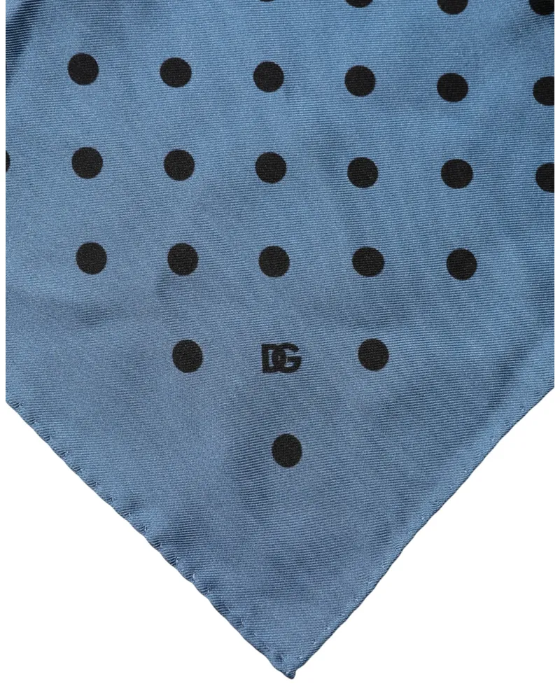 Dolce & Gabbana Men's Blue Polka Dot Square Handkerchief Scarf Blue