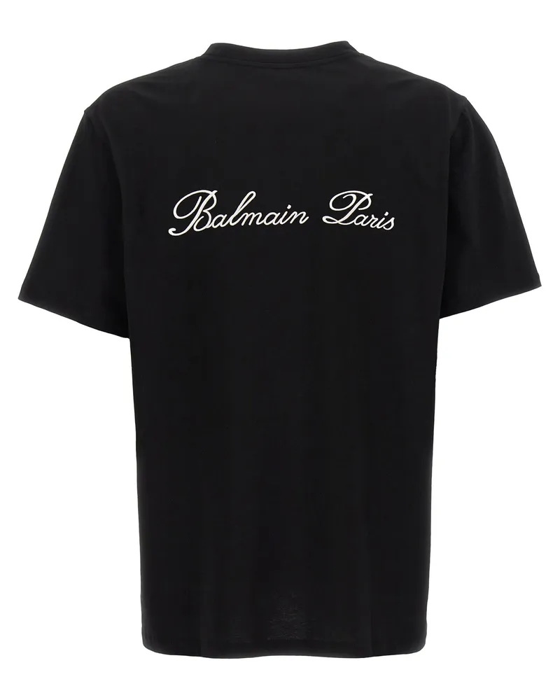 Balmain Men's Bicolor Cotton T-Shirt Black