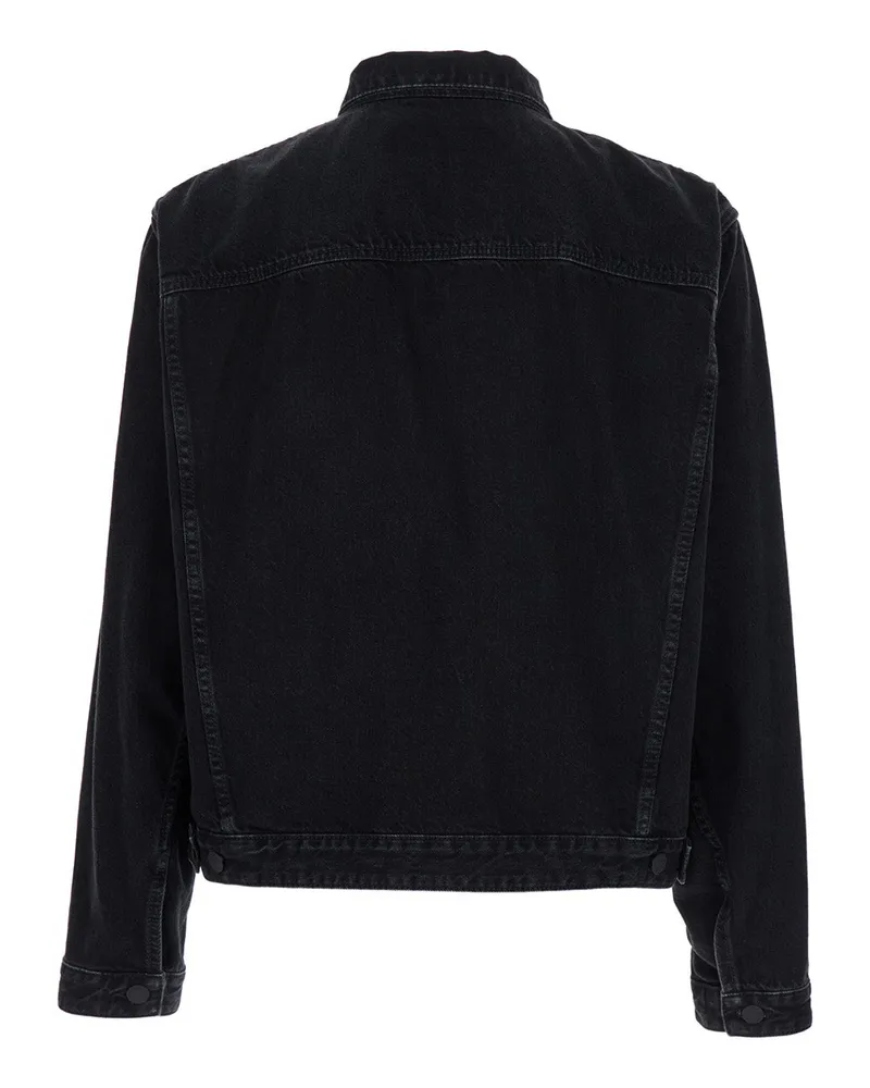 Dsquared2 Men's Black Denim Jacket With Classic Collar Cotton Coat Black