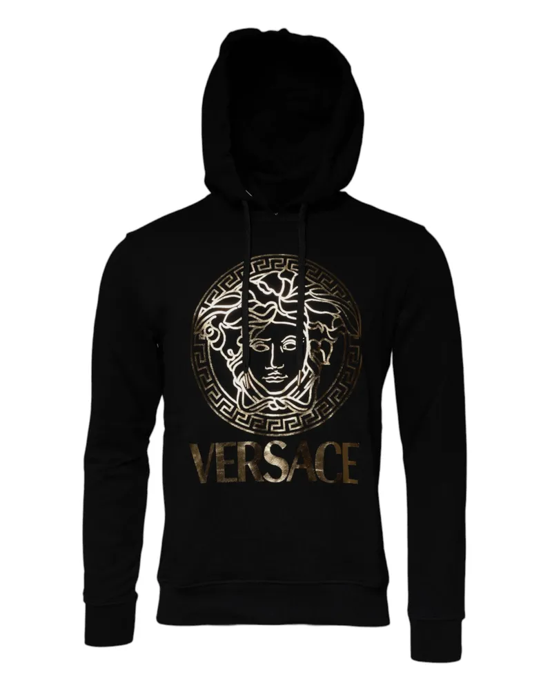 Versace Men's Black Medusa Cotton Hoodie Pullover Sweatshirt Sweater Clothing Black