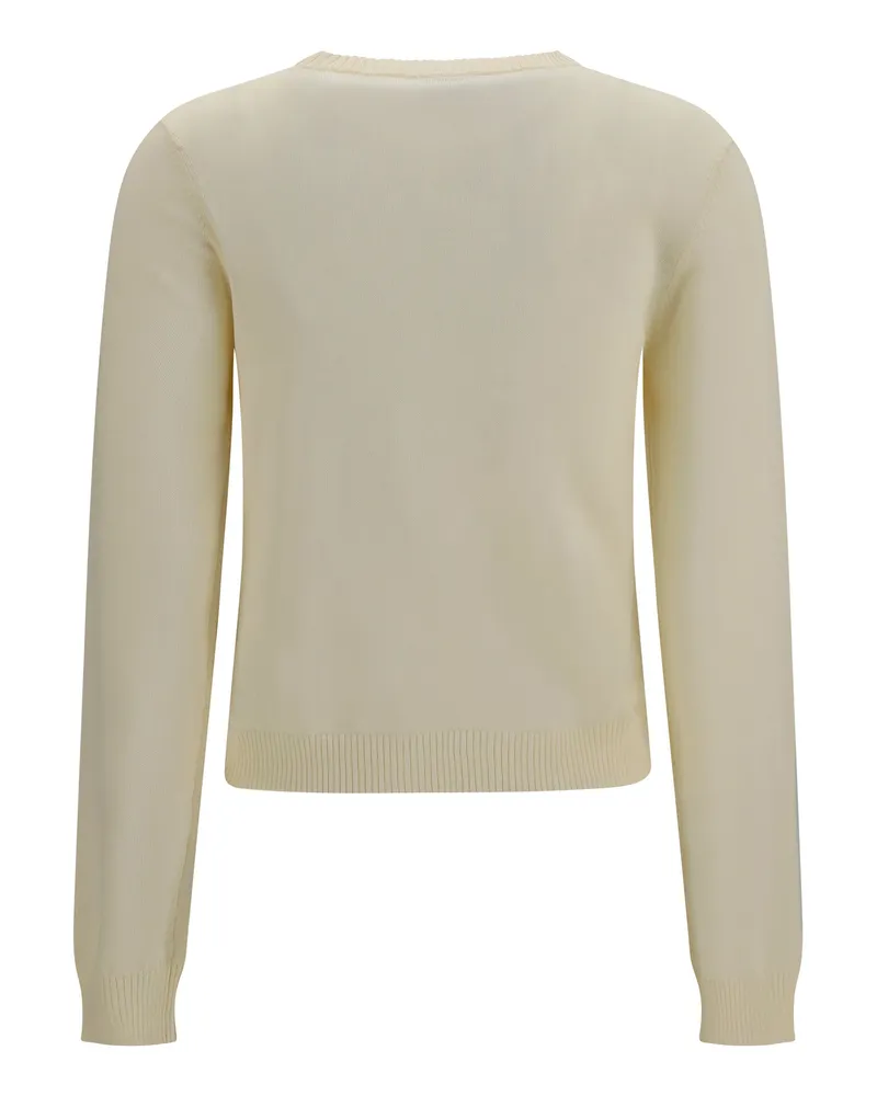 Ganni Women Diamond-Pattern Cardigan Egret Cotton Sweater Beige