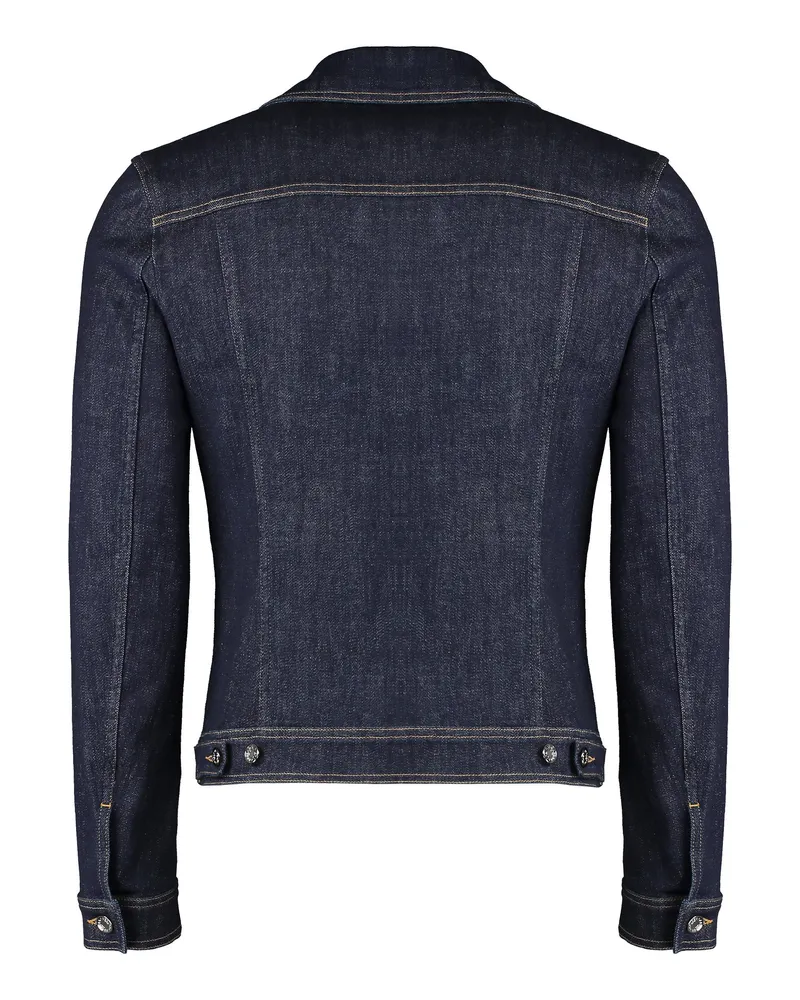 Dolce & Gabbana Embroidered Cotton-Blend Denim Jacket — Navy Navy