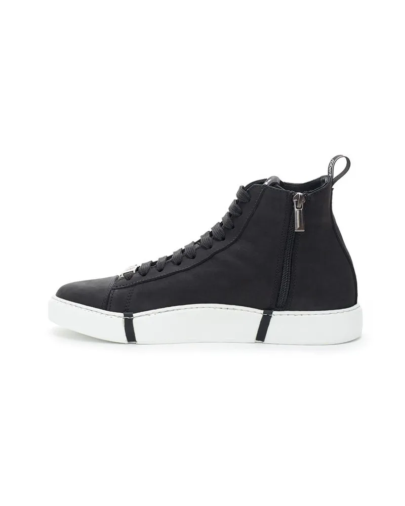 Roberto Cavalli Women's Black Suede Leather High Top Sneakers Black