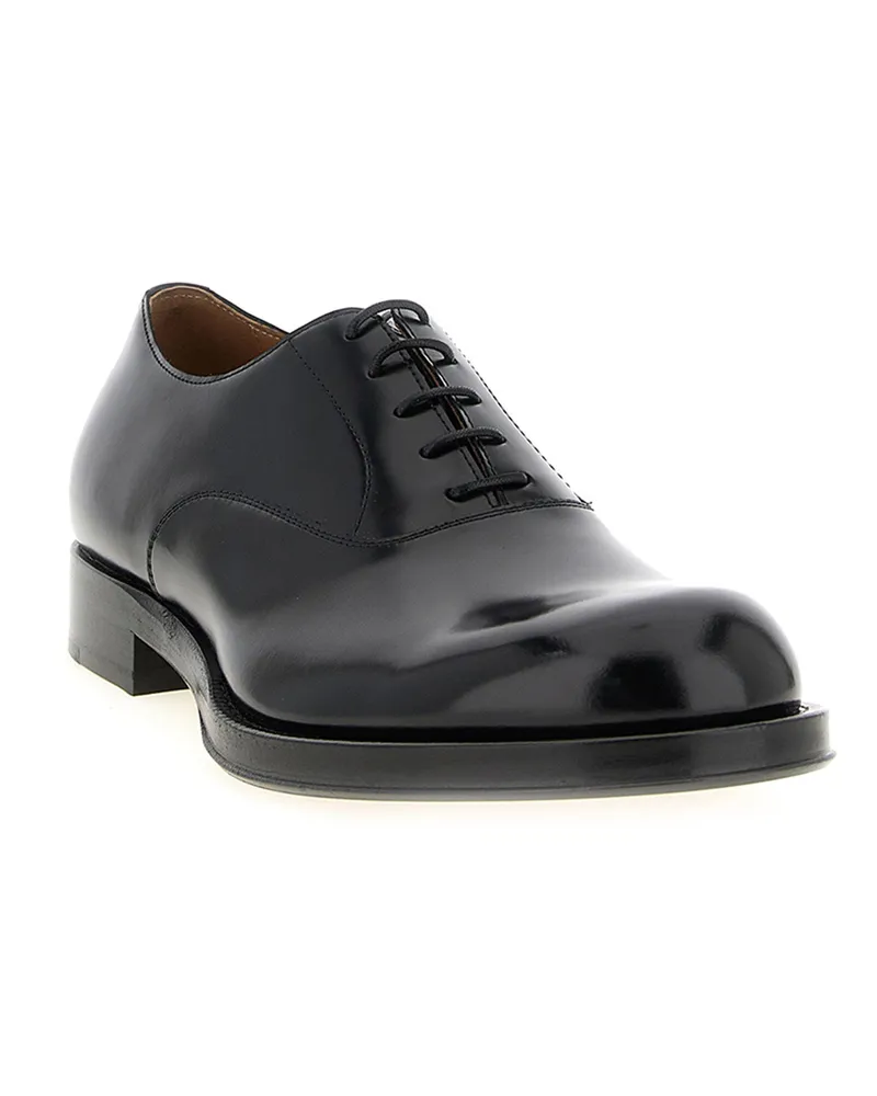 Dries van Noten Leather Lace-Up Derby Shoes — Black Black