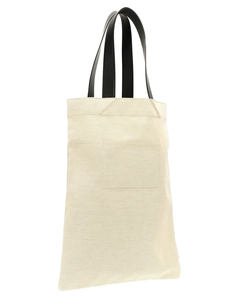 Jil Sander Logo-Print Canvas Tote Bag — Cream Cream