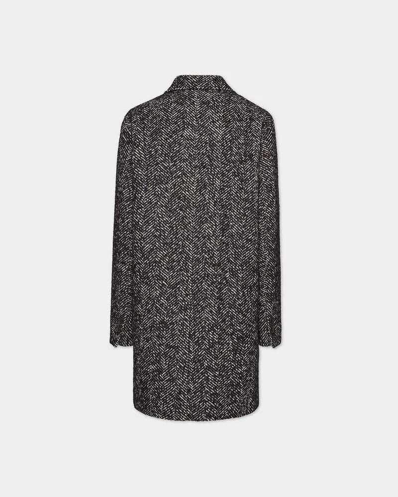 Dsquared2 Herringbone Wool Coat — Black Black