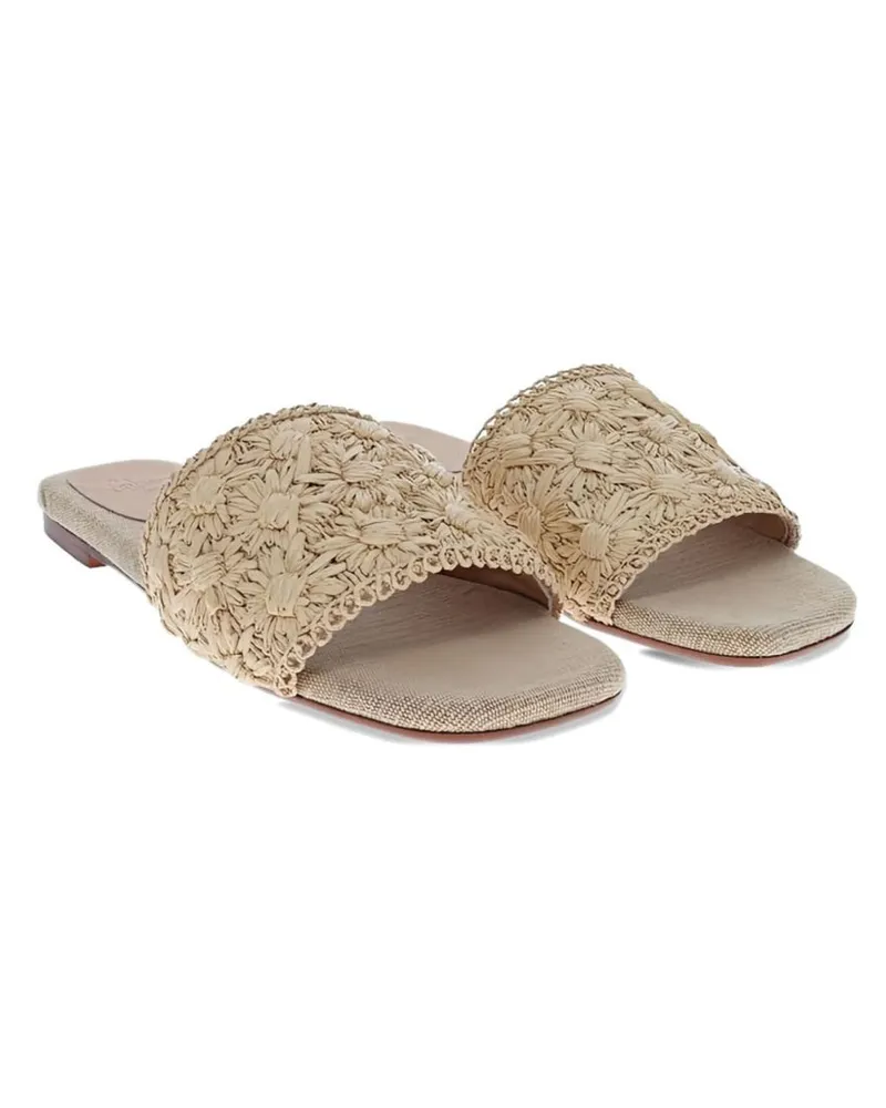 Castañer Woven Raffia Sandal — Beige Beige
