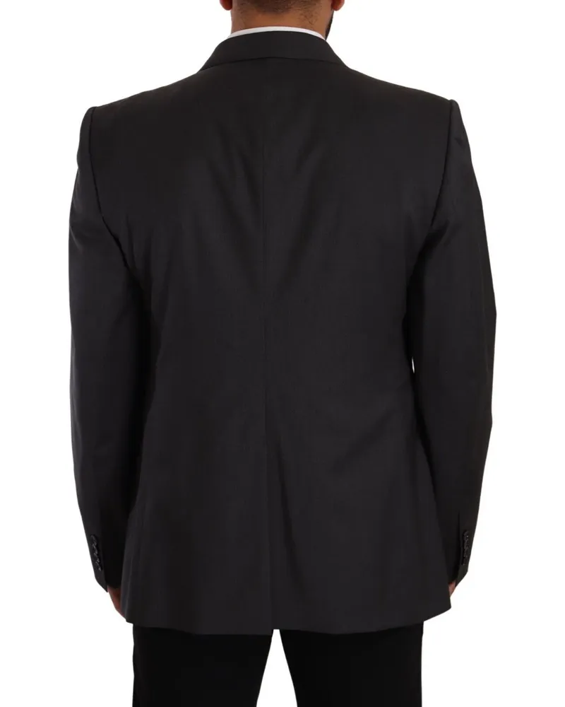 Dolce & Gabbana Men's Gray Double Breasted 2 Piece Sicilia Blazer Virgin Wool Clothing Gray