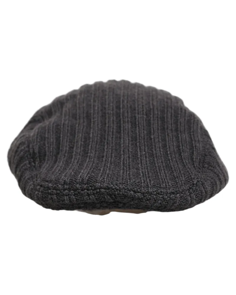 Dolce & Gabbana Men Dark Gray Wool Knitted Newsboy Capello Hat Virgin Gray