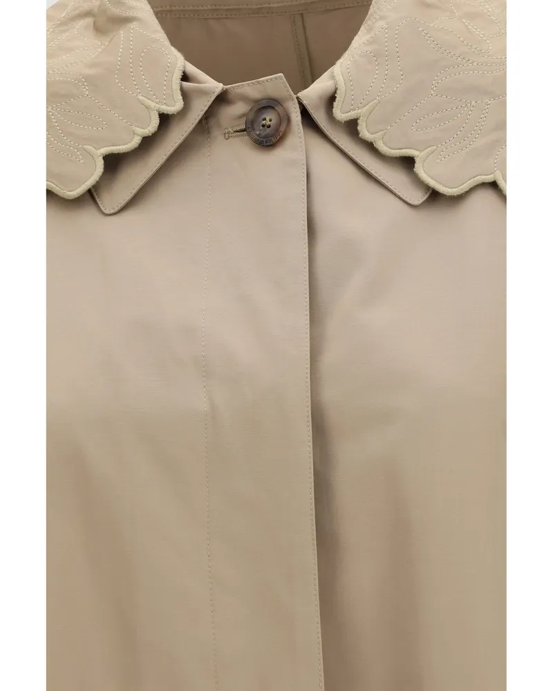 Fabiana Filippi Women's Trench Coat Ottoman Taupe Polyester & Raincoats Taupe