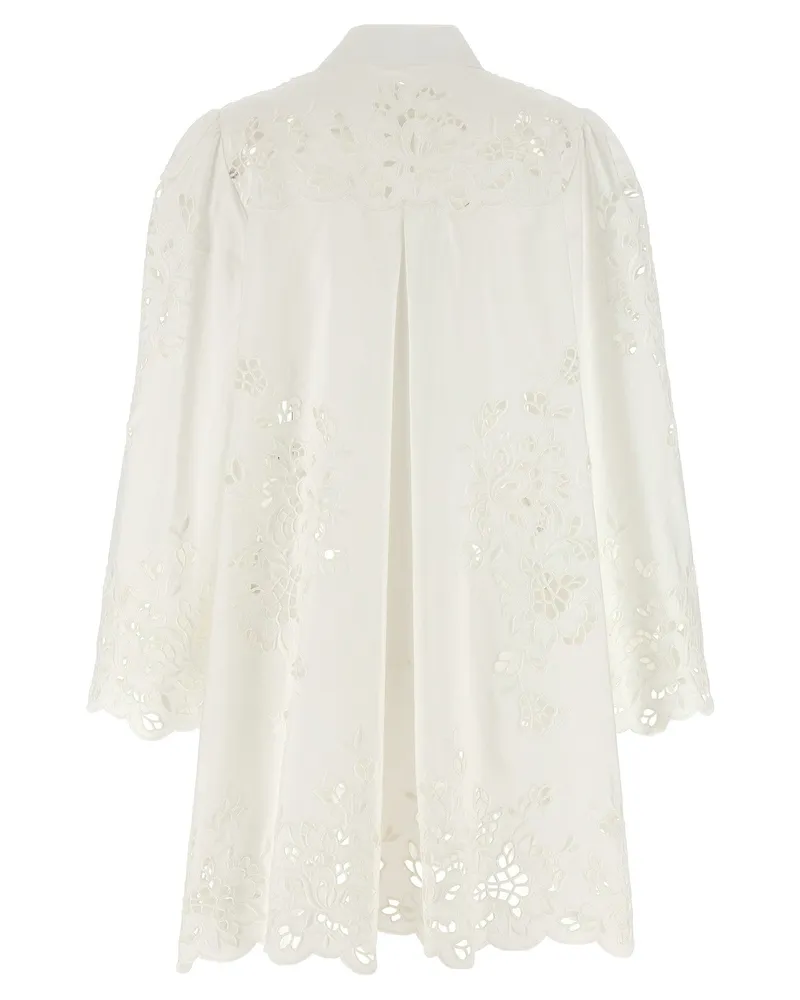 Dolce & Gabbana Cut-Out Embroidered Shirt Dress — White White