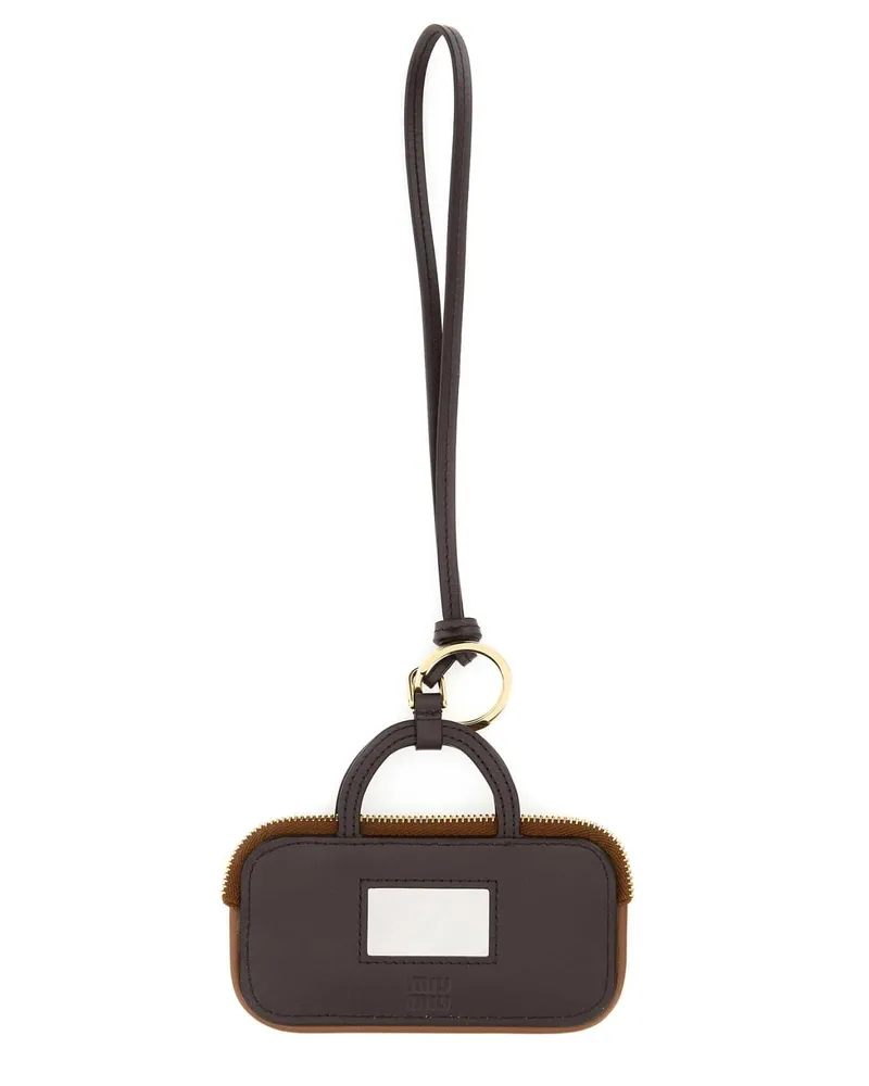 Miu Miu 5tl3562cwa F0046 Cognac Vitello-Agnello Portachiavi Keychains Cognac