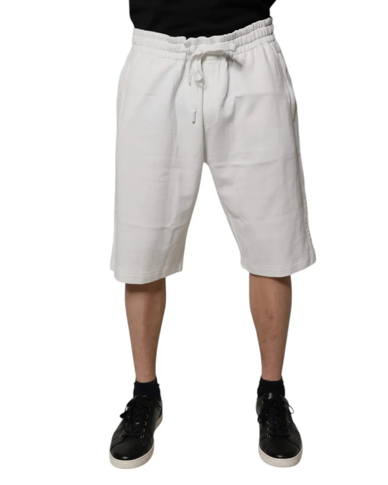 Dolce & Gabbana White Cotton Sweatshorts Men Bermuda Shorts White
