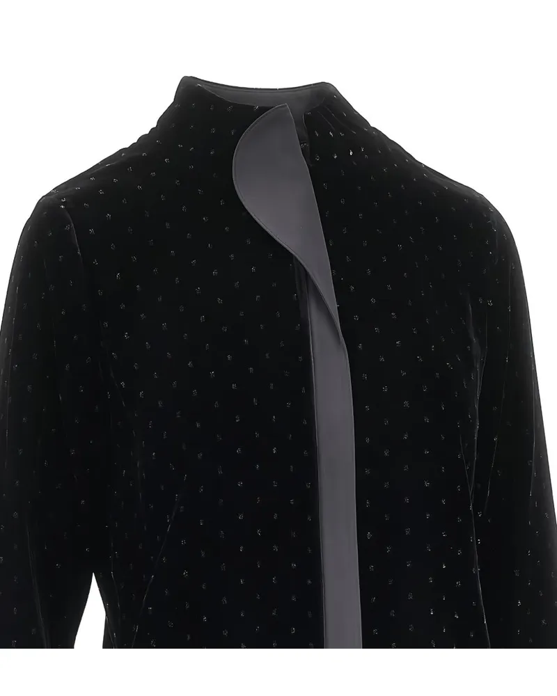Emporio Armani Glittered Velvet Blouse — Black Black