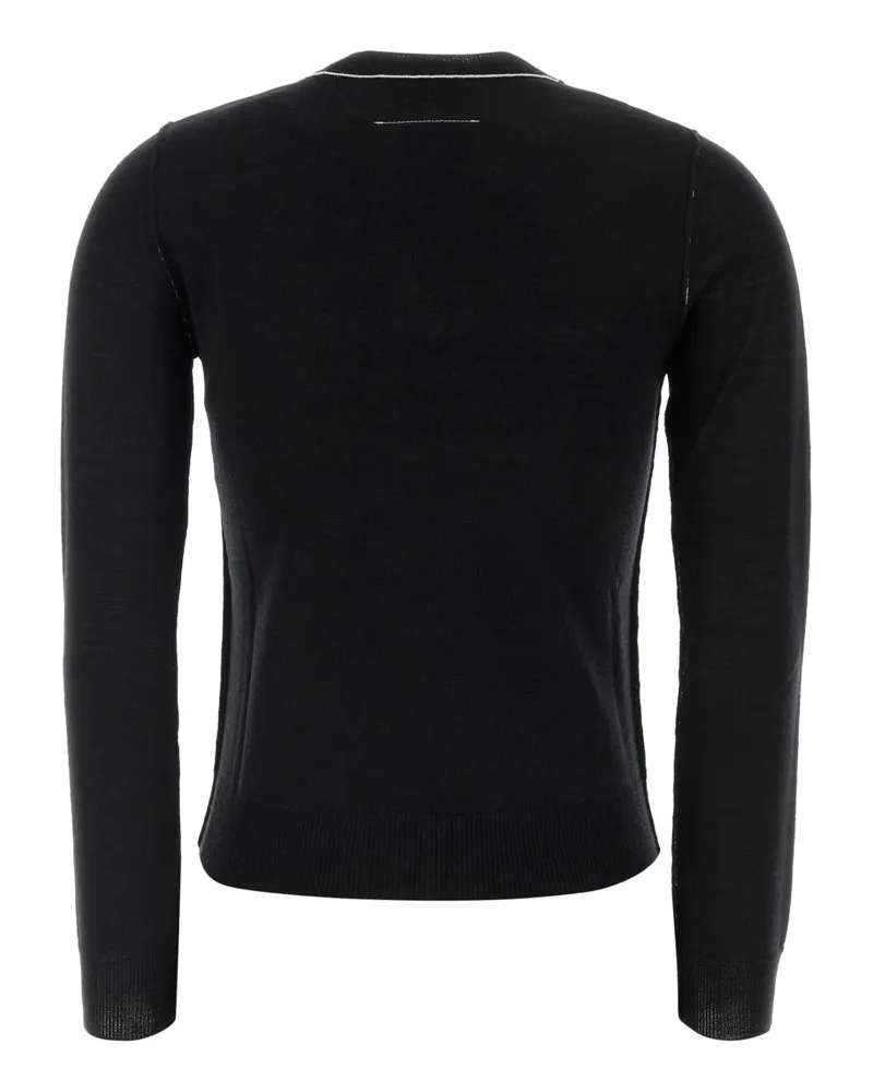 Maison Margiela Women's Black Wool Blend Cardigan 900 Exterior: Virgin Acrylic Maglie Sweater Black