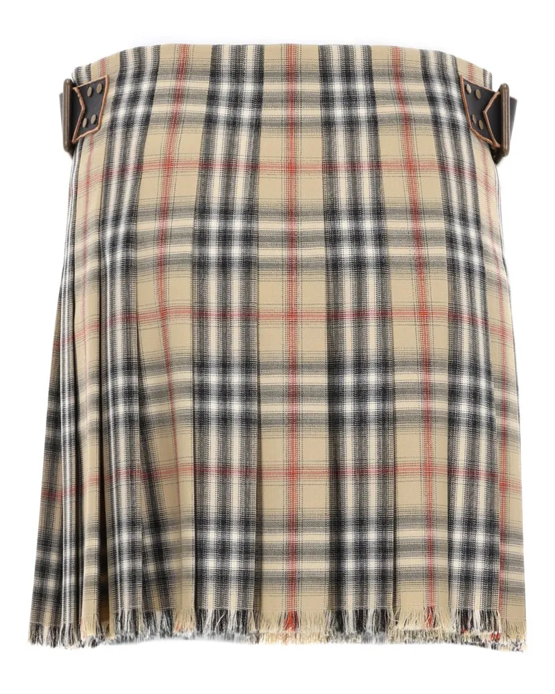 Burberry Checked Wool Kilt Miniskirt — Multicolor Multicolor