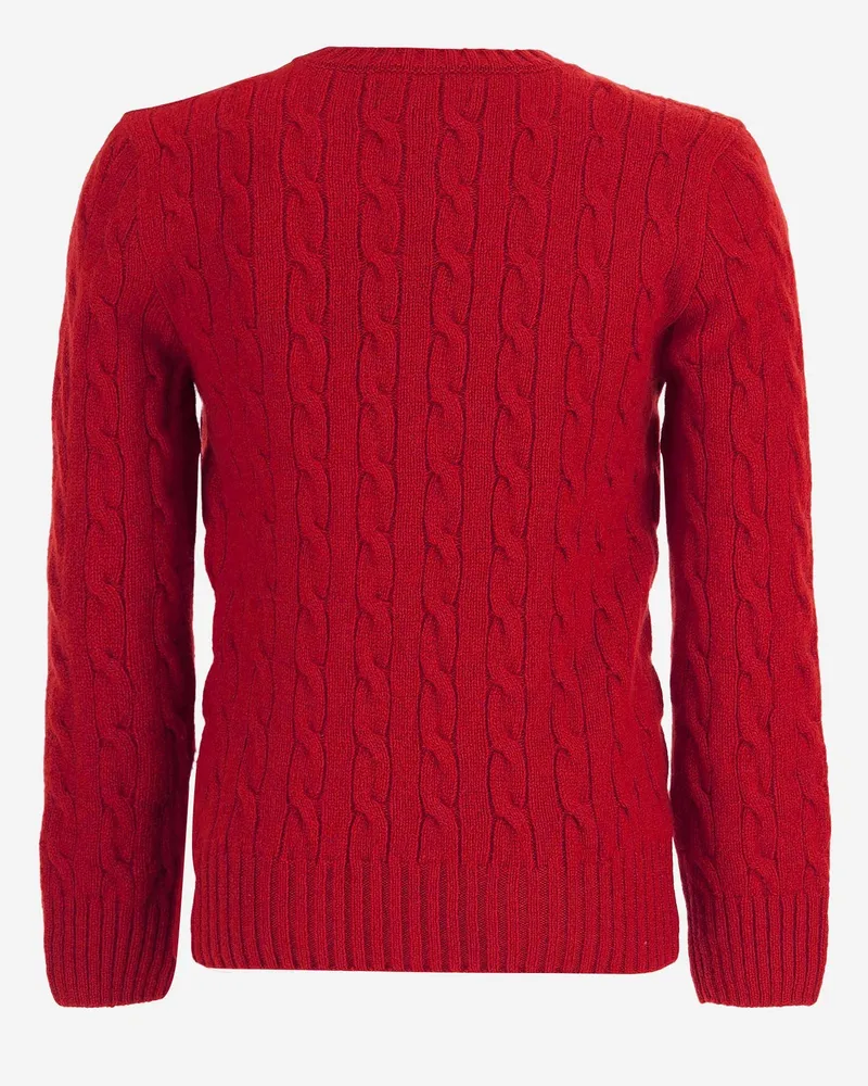 Ralph Lauren Cable-Knit Wool-Cashmere Sweater — Red Red
