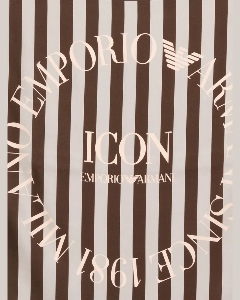 Emporio Armani Icon Logo-Print Silk Scarf — Brown Brown
