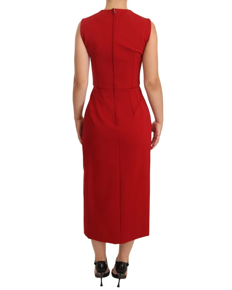 Dolce & Gabbana Women's Red Sweetheart Sleeveless Midi Stretch Dress Viscose Red