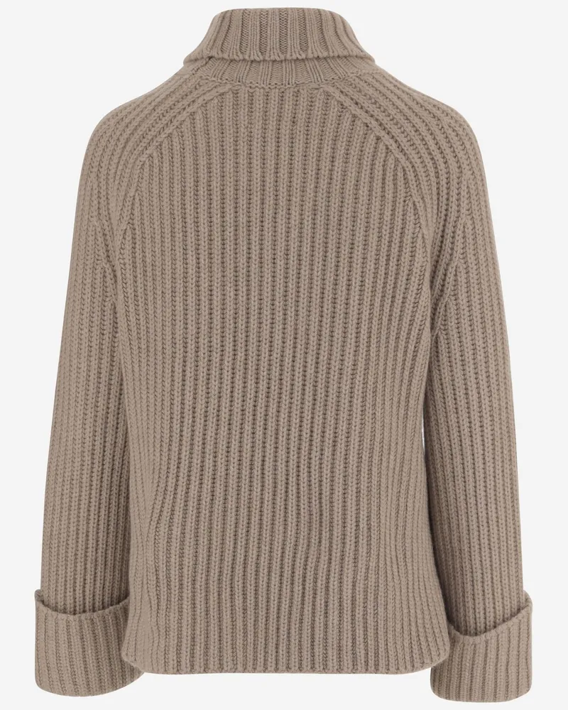 Malo Women Ribbed Cashmere Sweater Beige Beige