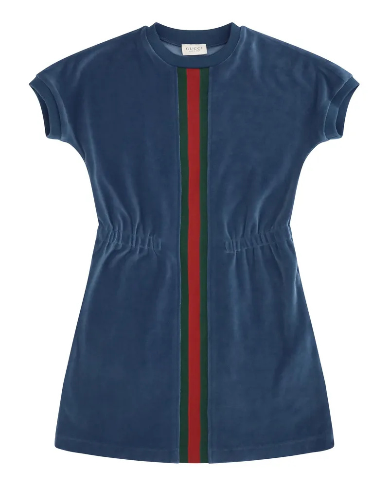 Gucci Chenille Web Stripe Dress — Blue Blue
