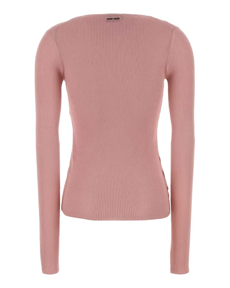 Miu Miu Women's Pink Silk T-Shirt Begonia Pink