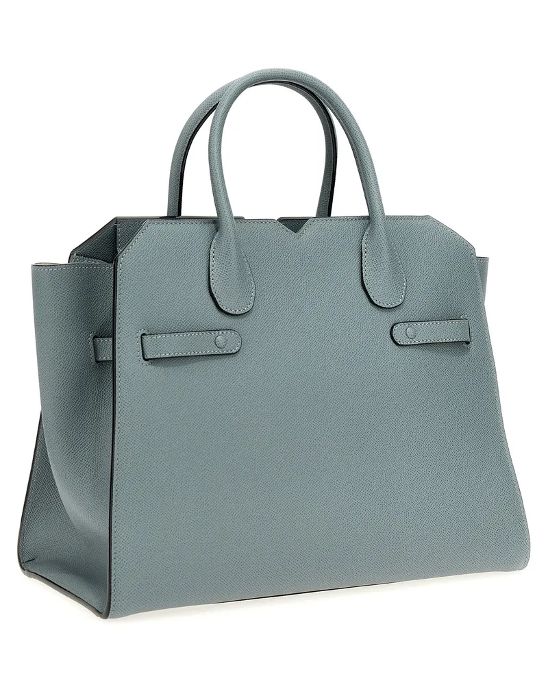 Valextra Women's Milano Handbag Gray Calfskin Leather Gray