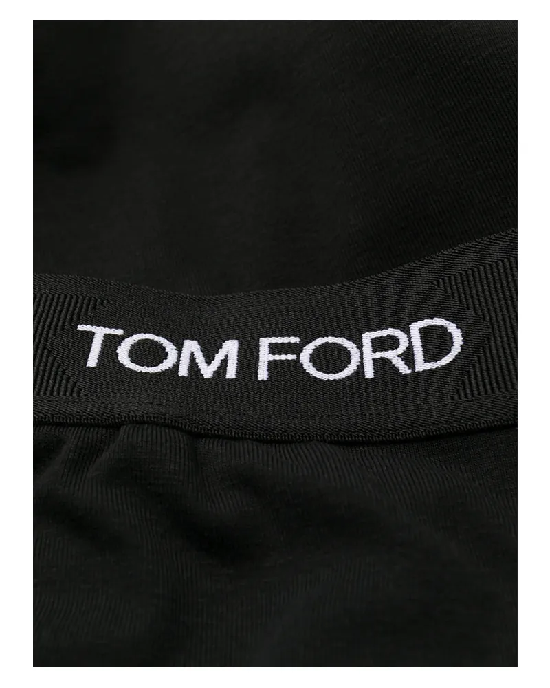 Tom Ford High Waist Logo-Waistband Cotton-Blend Leggings — Black Black