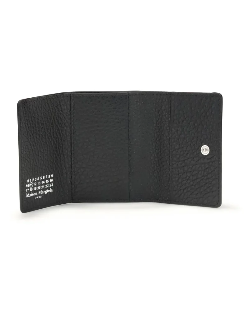 Maison Margiela Women's Leather Wallet With White Stitch Black Calf & Purses Black