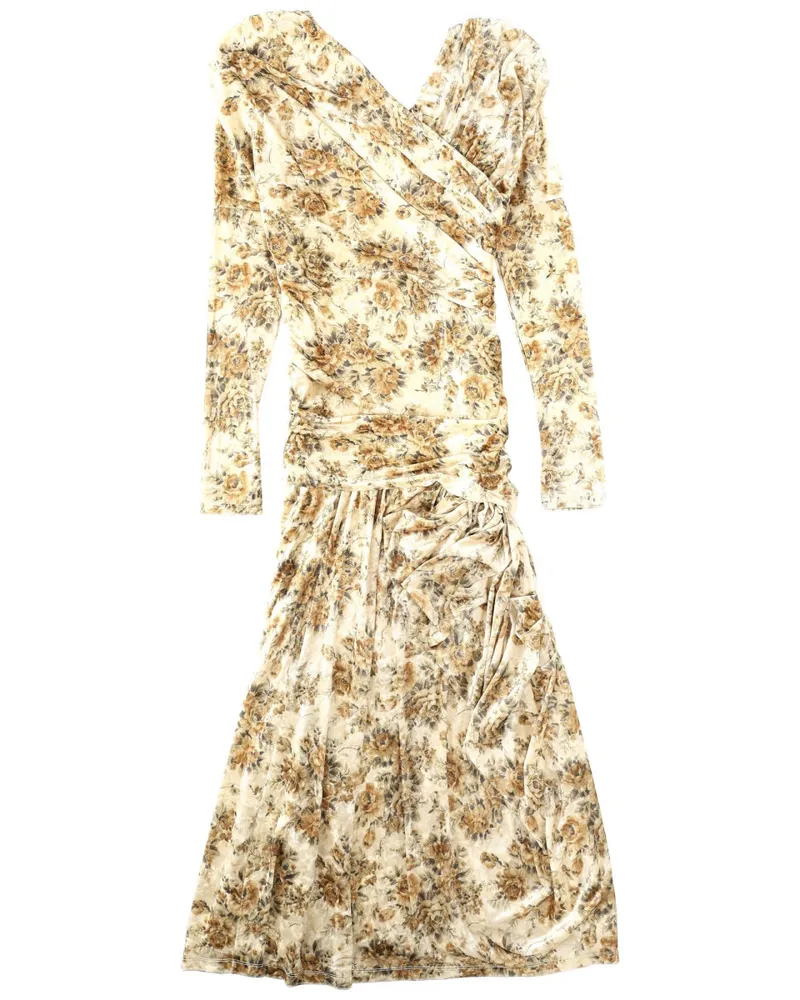 Ganni Printed Recycled Polyester Dress — Ivory Ivory