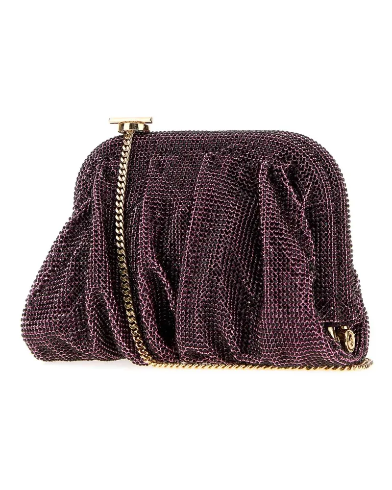 Benedetta Bruzziches Rhinestone Mesh Clutch — Purple Purple