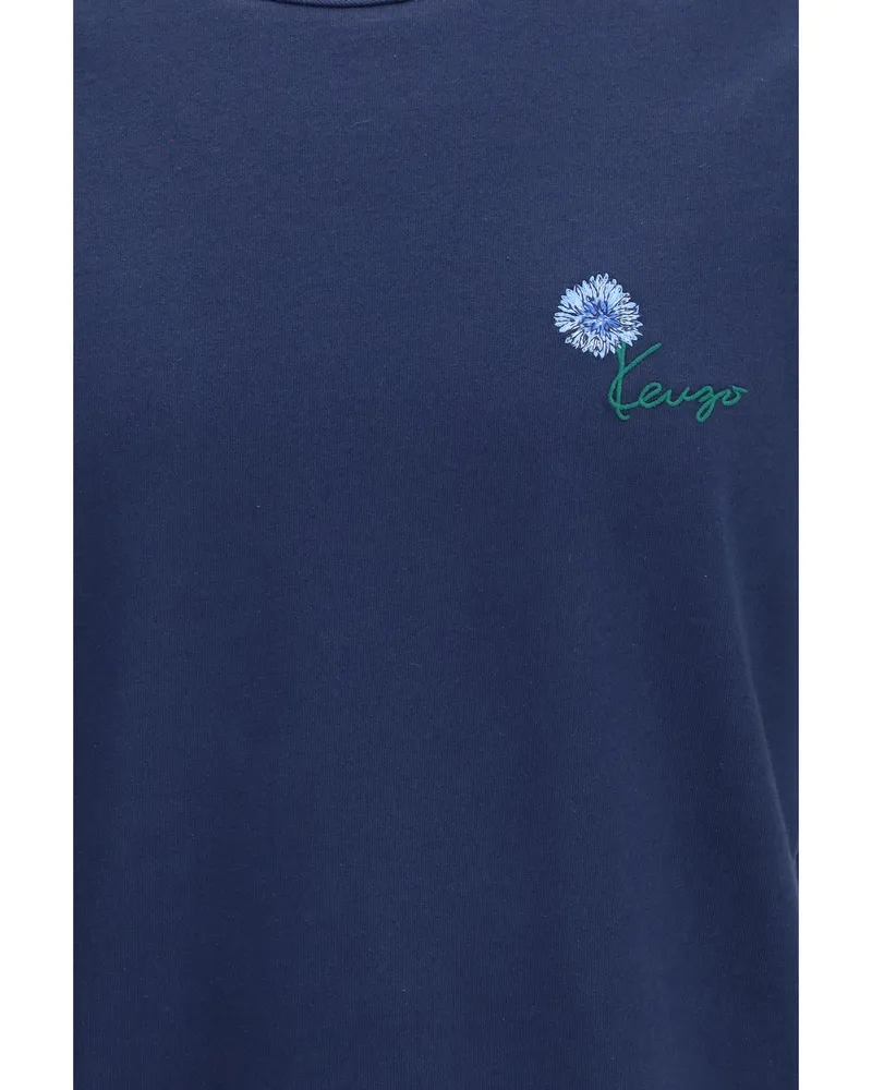 Kenzo Men's T-Shirt Tulip Blue-Black Cotton T-Shirts Blue/black And Polos Navy