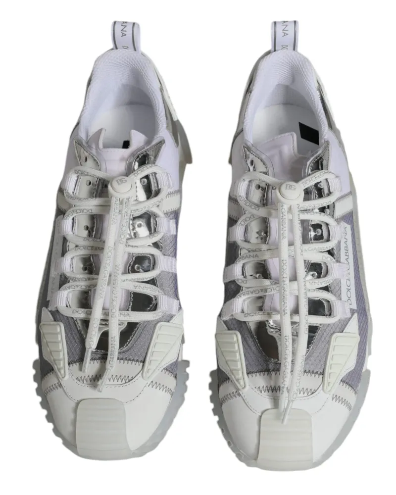 Dolce & Gabbana Men's White Silver Low Top Ns1 Sneakers Shoes White