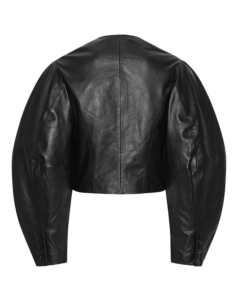ROTATE Birger Christensen Women's Leather Jacket Lambskin Black Black
