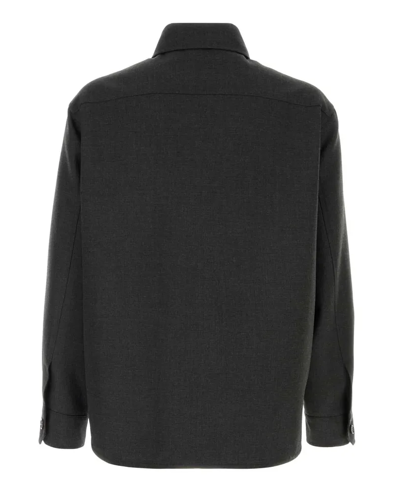 Valentino Garavani Men's Graphite Gabardine Overshirt Charcoalgrey Giubbini Jacket Gray