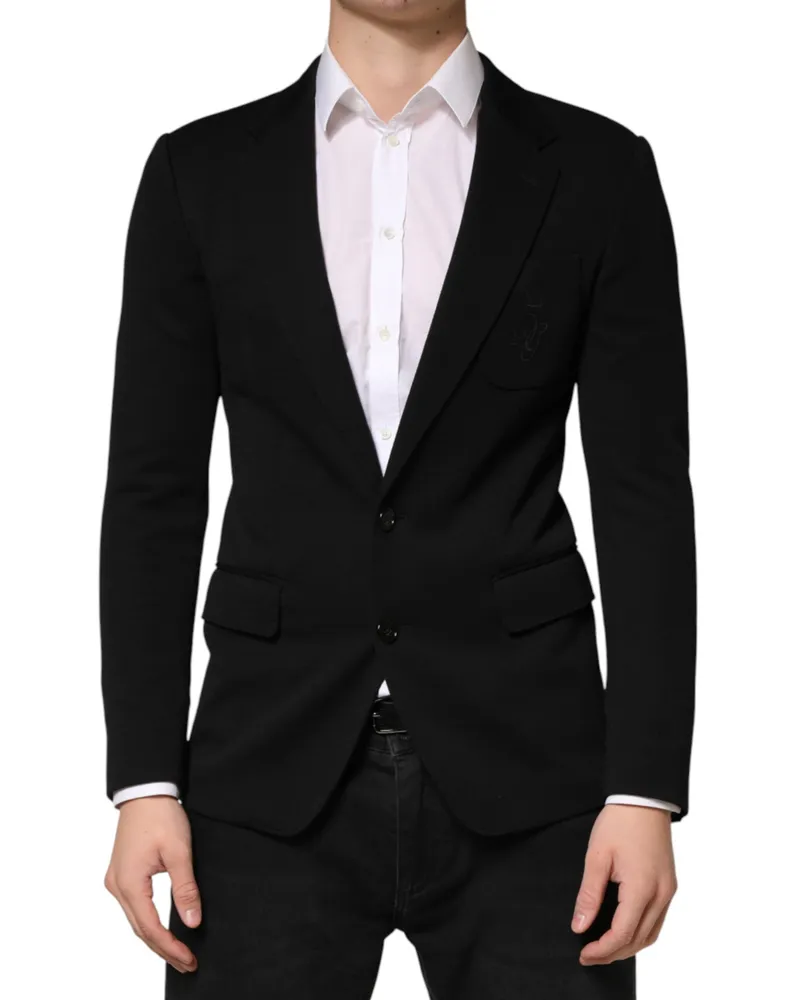 Dolce & Gabbana Men Black Wool Single Breasted 2 Button Blazer Pa+wv Clothing Black