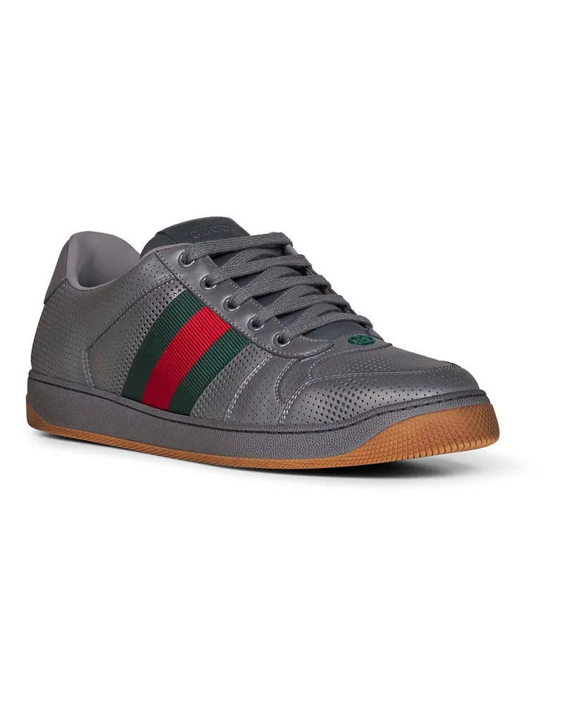 Gucci Men's Sneakers Screener Dark Grey Leather Calf Trainers Gray