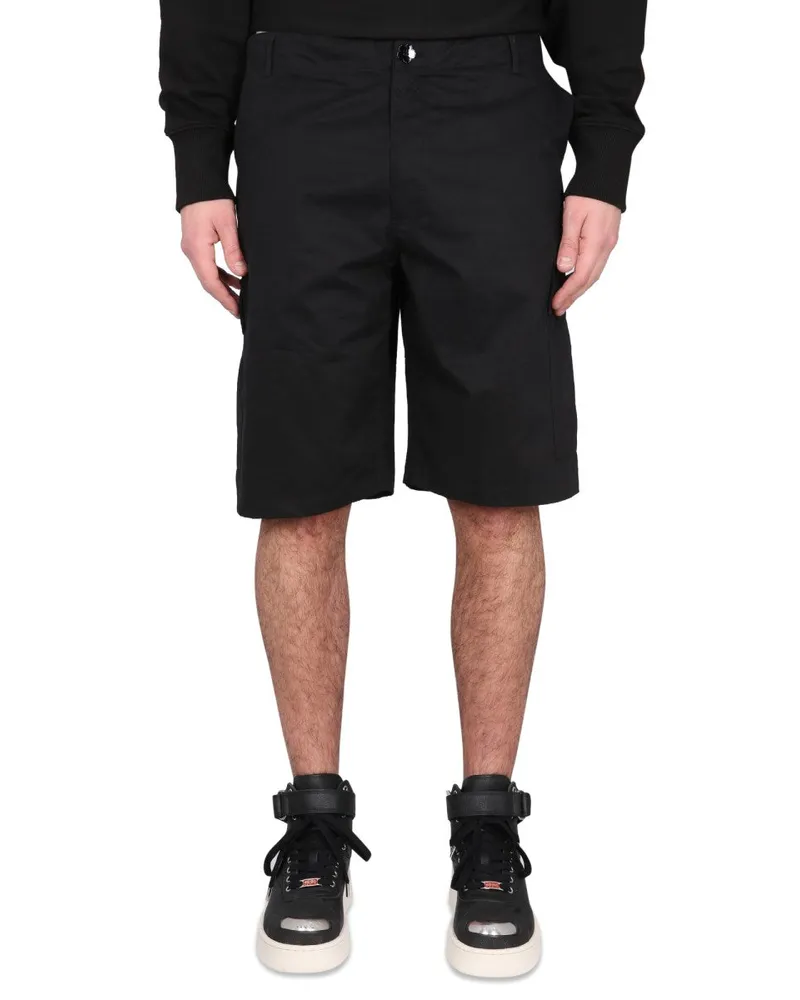 Kenzo Patch-Pocket Cotton Cargo Shorts — Black Black