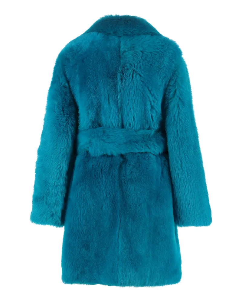 Bottega Veneta Women's Lamb Fur Coat Blue Blue