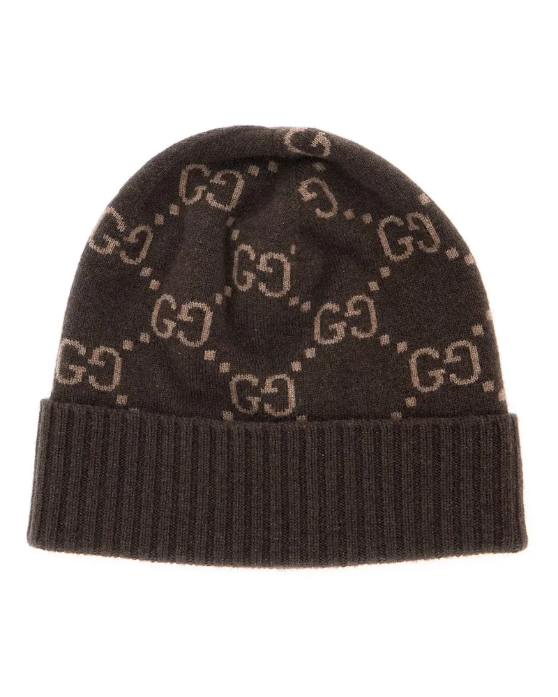 Gucci Men's Hat Gg Jacquard Brown Cashmere Brown