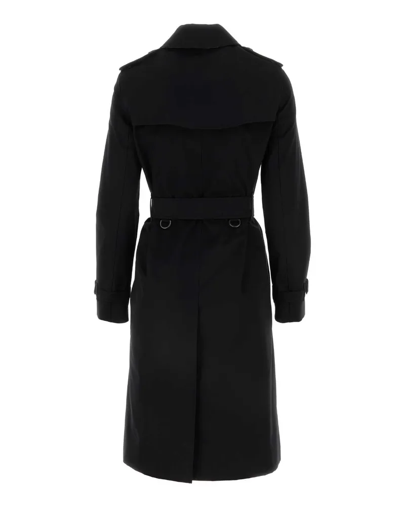 Burberry Women's Black Gabardine Heritage Kensington Trench Coat Black