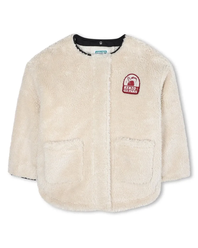 Kenzo Logo-Embroidered Polyester Trench Coat — Beige Beige