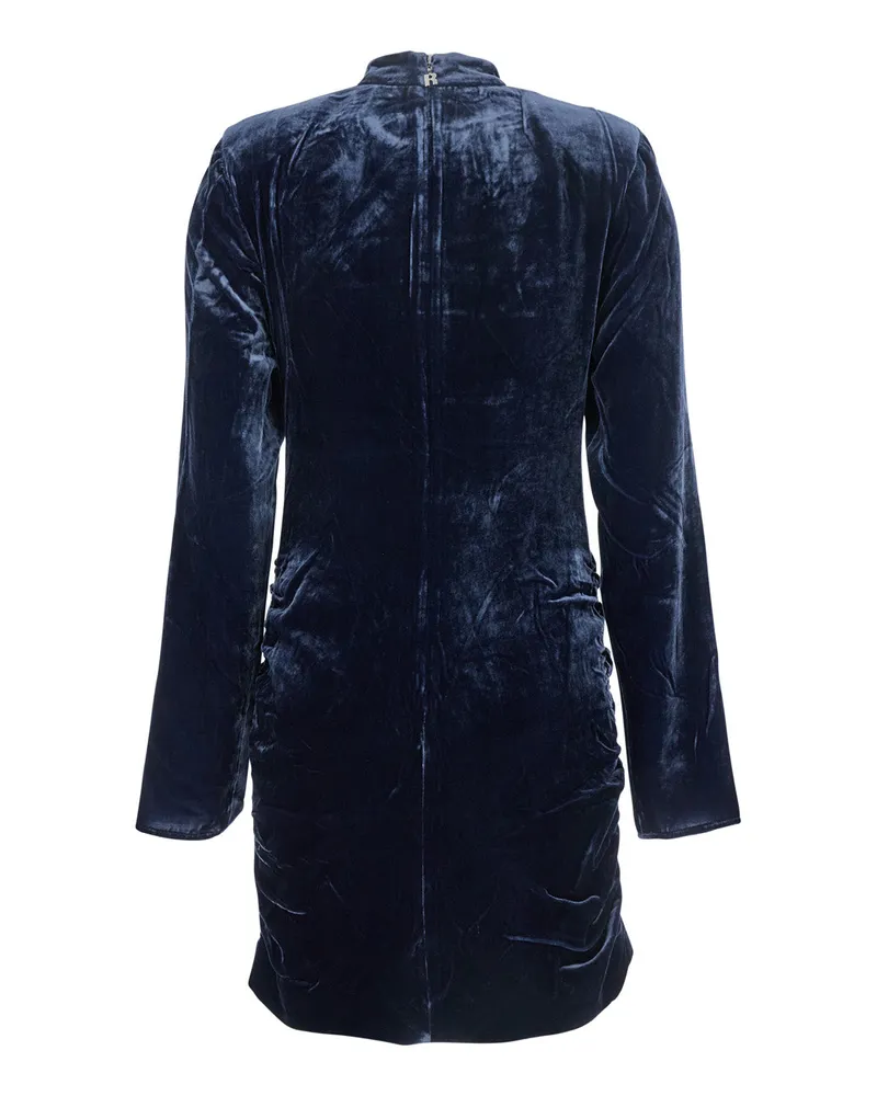 ROTATE Birger Christensen Women's Blue Mini Dress With High Neck Viscose Navy
