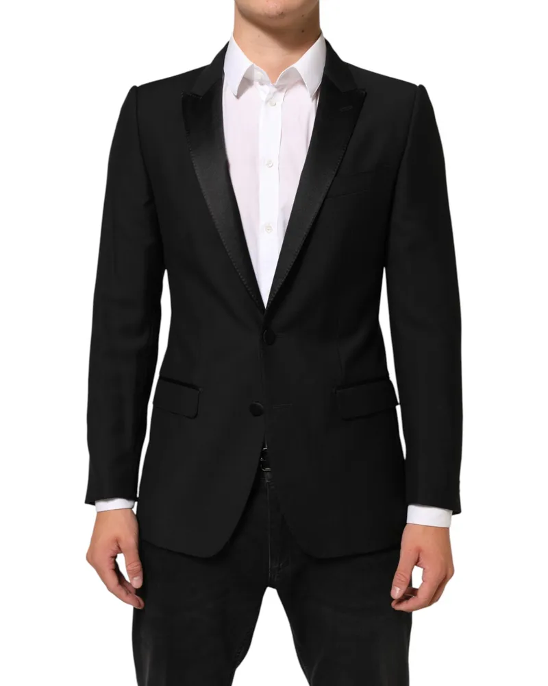 Dolce & Gabbana Black Wool Martini 2 Button Men Suit Blazer Pl+se+wv Black