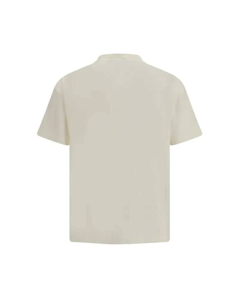 Palm Angels Ribbed Crew Neck Cotton T-Shirt — White White